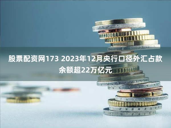 股票配资网173 2023年12月央行口径外汇占款余额超22万亿元